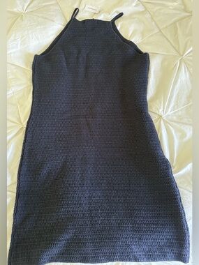 Banana Republic Navy Textured Knit Sweater Dress Spaghetti Straps.  LT NWT